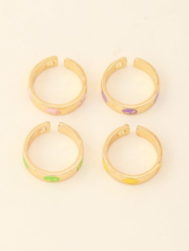 4pcs Girls Alien Design Ring