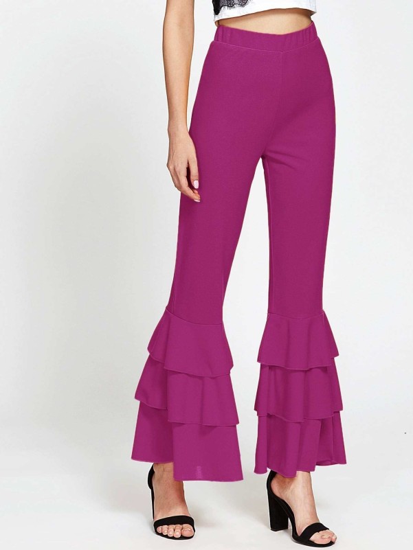 Layered ruffle sale bell bottom pants