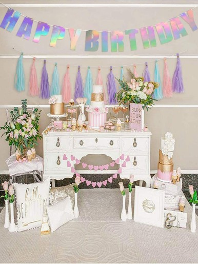 16pcs Birthday Pull Flag & Tassel Set