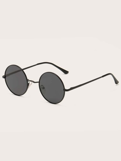 Metal Frame Round Sunglasses With Case