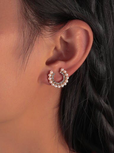 Faux Pearl Stud Earrings