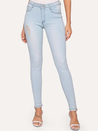 Stitch Detail Ripped Jeggings