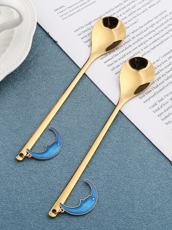 2pcs Ramadan Moon Pendant Spoon