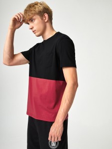 Letter Graphic Tee & Vertical Striped Belted Pants