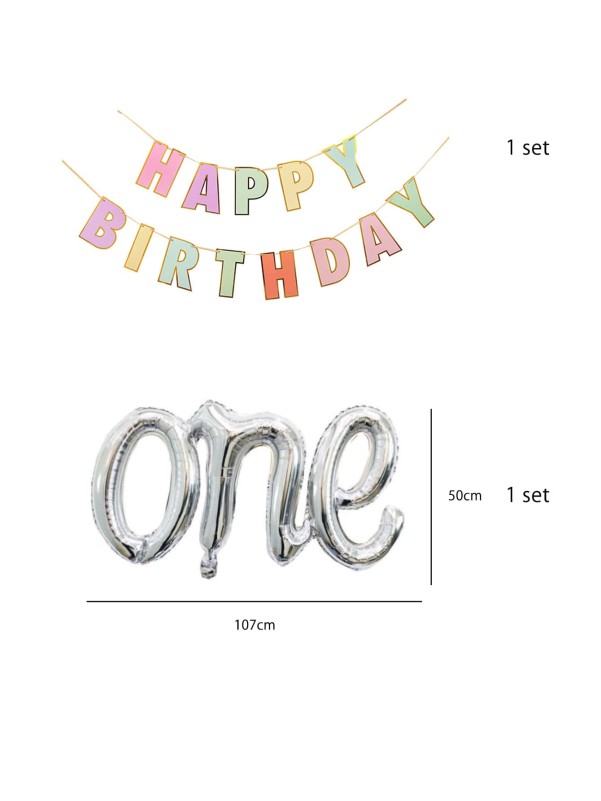 2pcs Birthday Party Pull Flag & Balloon Set