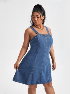 Plus Zip Back Cami Denim Dress