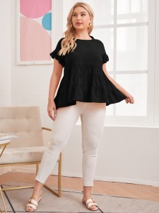 Plus Flounce Sleeve Peplum Top