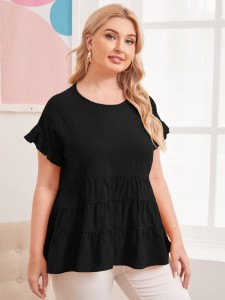 Plus Flounce Sleeve Peplum Top