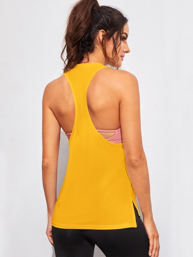 Racer Back Slit Hem Sports Tee