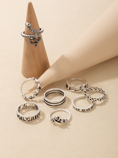 8pcs Snake Design Ring