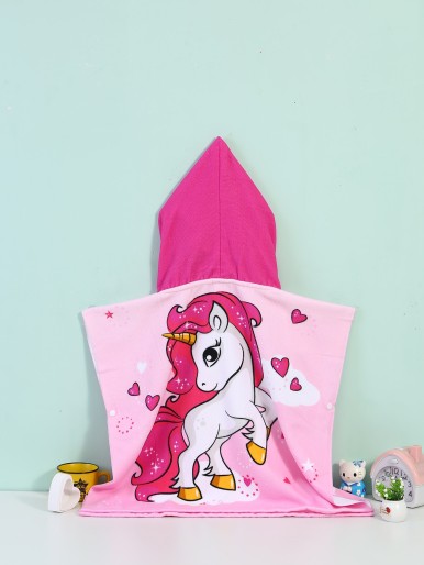 Kids Unicorn Print Pullover Bath Towel
