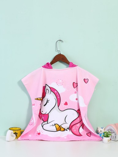 Kids Unicorn Print Pullover Bath Towel