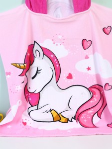 Kids Unicorn Print Pullover Bath Towel