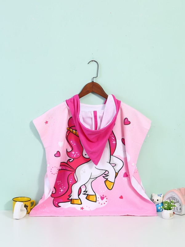 Kids Unicorn Print Pullover Bath Towel