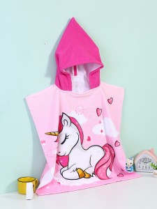 Kids Unicorn Print Pullover Bath Towel