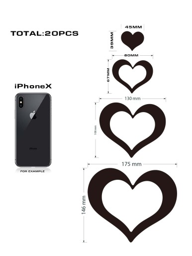 20pcs Heart Shaped Mirror Surface Wall Sticker