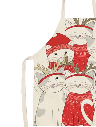 Christmas Cat Print Apron