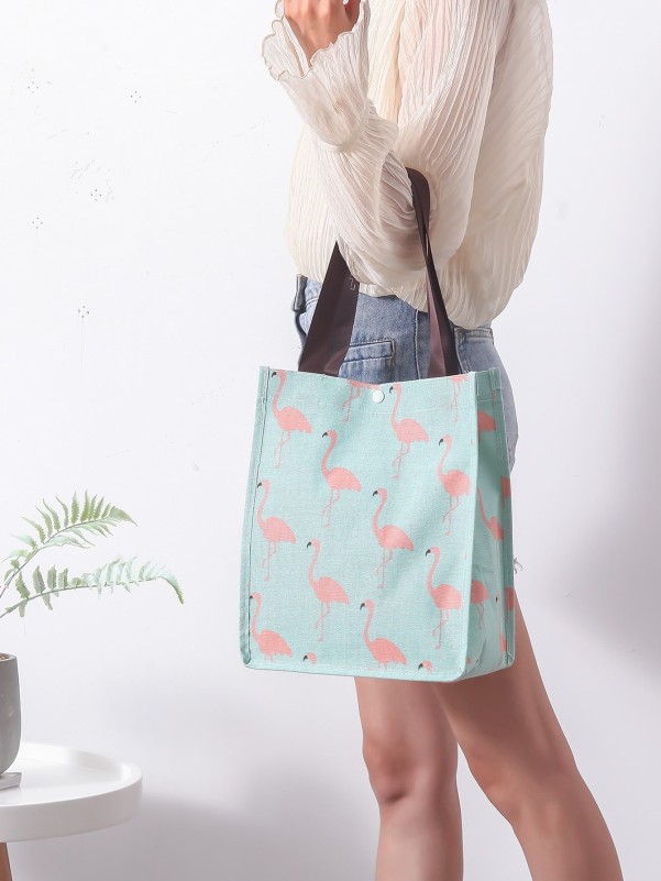 1pc Flamingo Print Lunch Bag