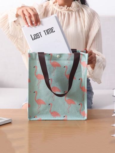 1pc Flamingo Print Lunch Bag