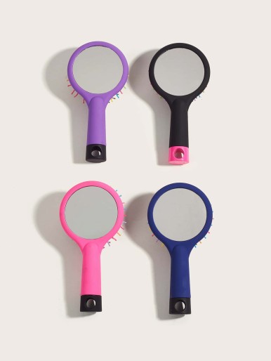 1pc Random Color Hair Brush With Mirror