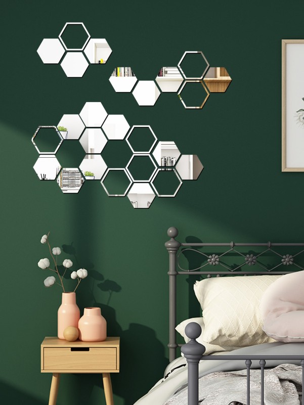 25pcs Hexagon Mirror Surface Wall Sticker