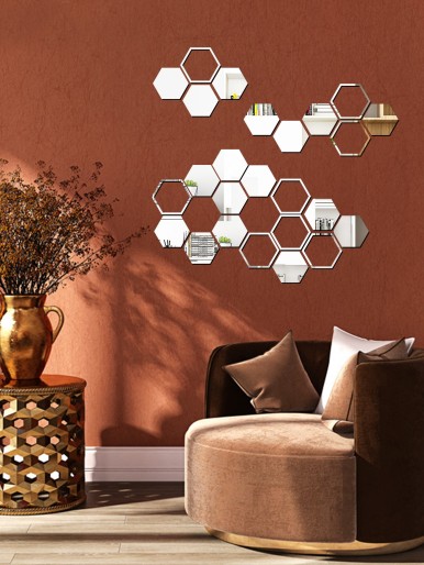 25pcs Hexagon Mirror Surface Wall Sticker