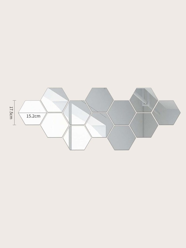 12pcs Hexagon Mirror Surface Wall Sticker