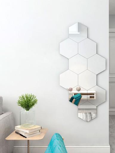 12pcs Hexagon Mirror Surface Wall Sticker
