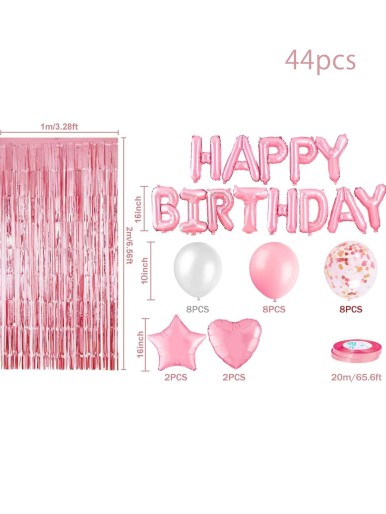 44pcs Birthday Balloon & Tassel Set