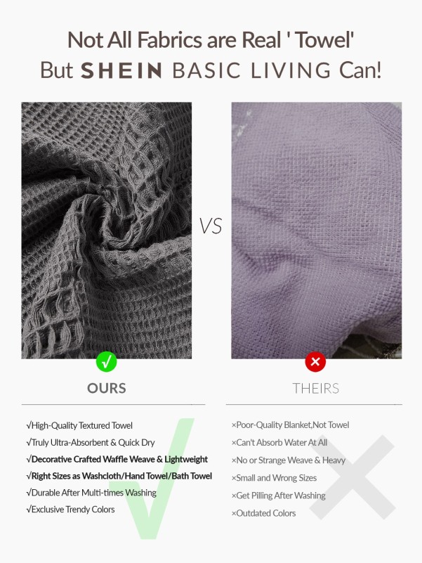 BASIC LIVING Exclusive Weightless Waffle Washcloth or Hand Towel or Bath Towel—Hot Fudge
