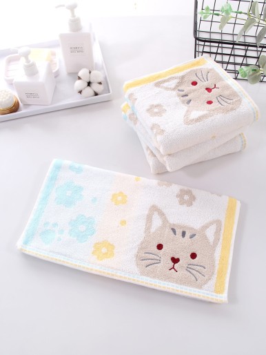 1pc Cartoon Cat Hand Towel