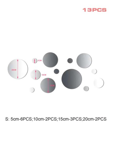 13pcs Round Mirror Surface Wall Sticker