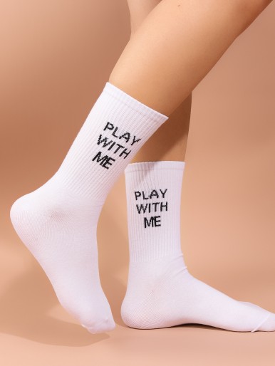 3pairs Letter Graphic Ankle Socks