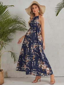 Maternity Floral Print Split Thigh Dress