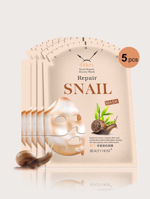 5pcs Snail Repair Facial Sheet