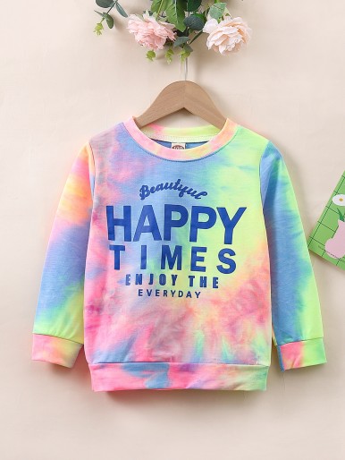 Toddler Girls Tie Dye Letter Graphic Sweatshirt