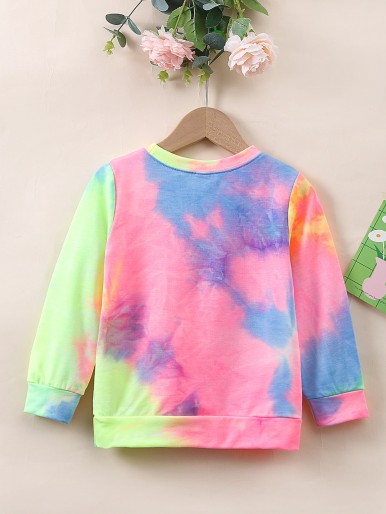 Toddler Girls Tie Dye Letter Graphic Sweatshirt
