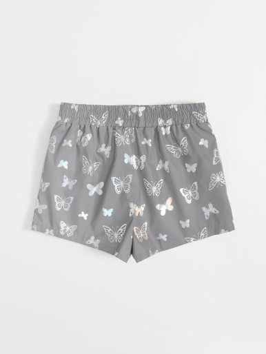 Girls Reflective Butterfly Print Shorts