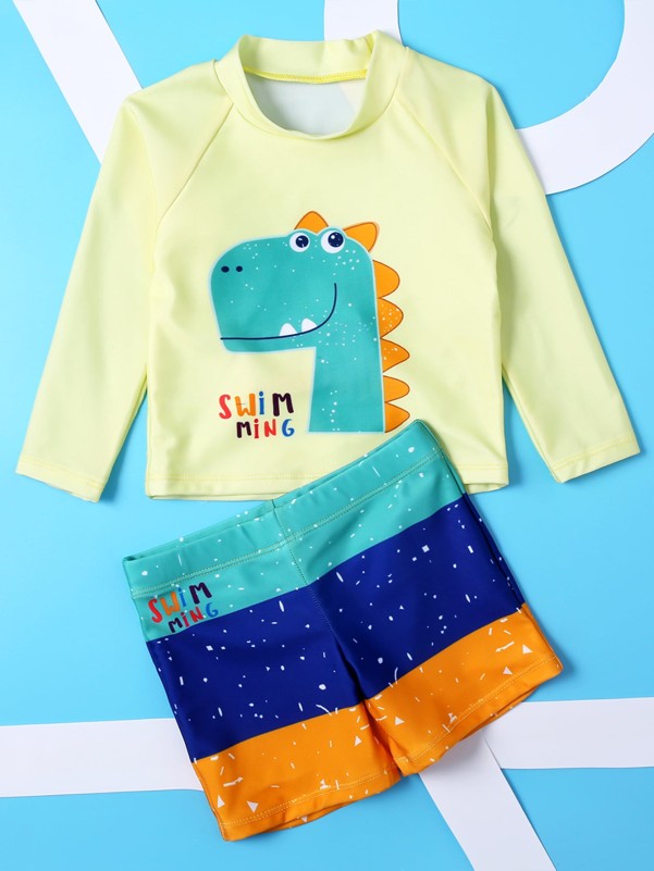 Toddler Boys Cartoon Dinosaur Swimsuit