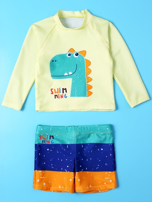 Toddler Boys Cartoon Dinosaur Swimsuit