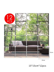 12pcs Square Mirror Surface Wall Sticker