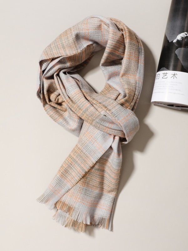 Men Plaid Print Scarf