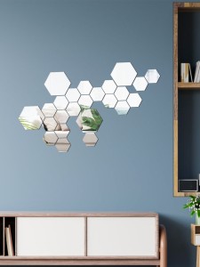 24pcs Hexagon Mirror Wall Sticker