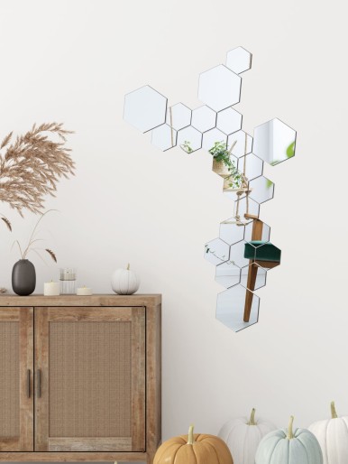 24pcs Hexagon Mirror Wall Sticker