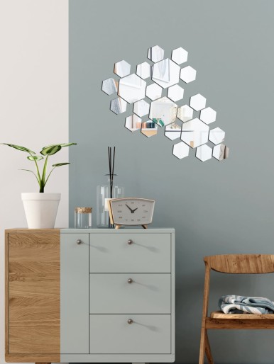 24pcs Hexagon Mirror Wall Sticker