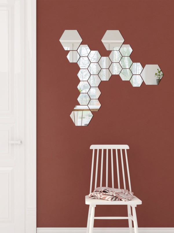 24pcs Hexagon Mirror Wall Sticker