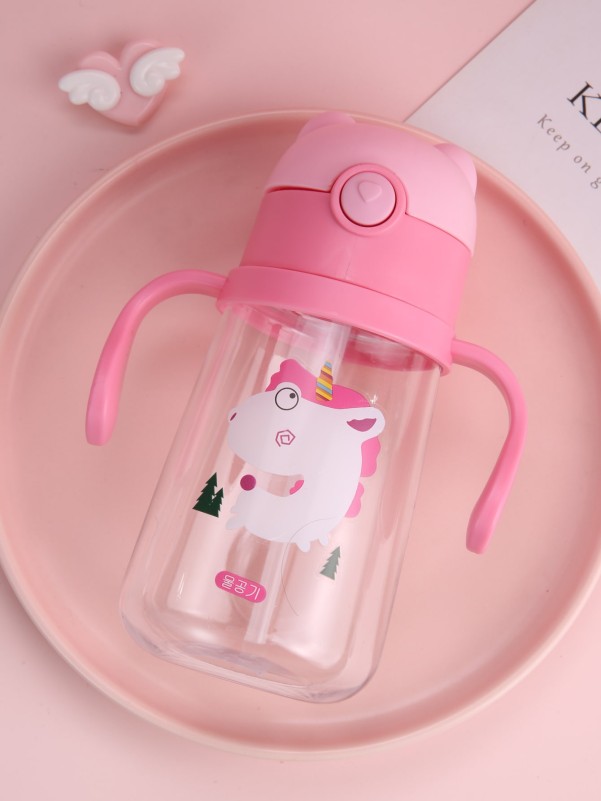 1pc Cartoon Graphic Straw Bottle