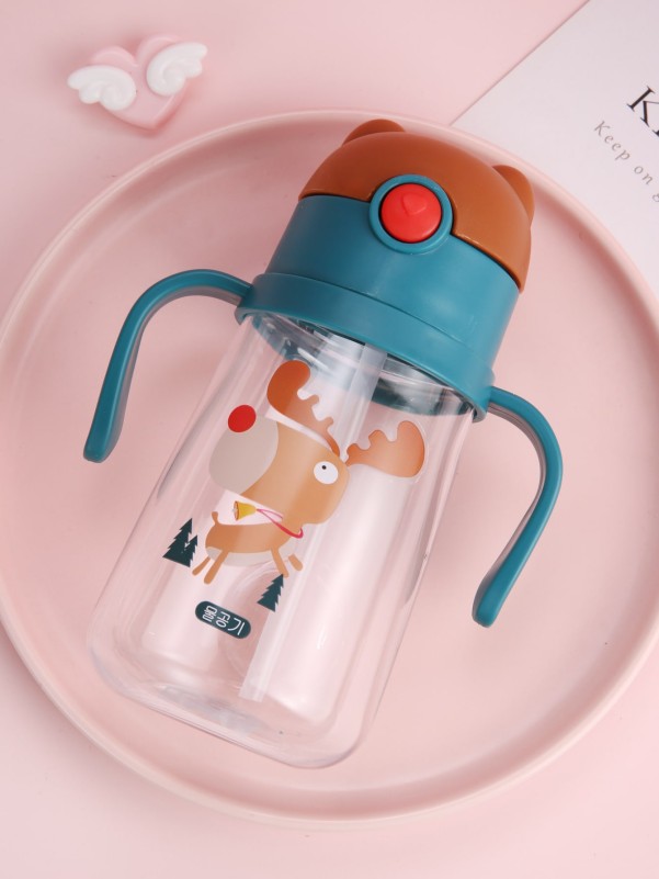 1pc Cartoon Graphic Straw Bottle