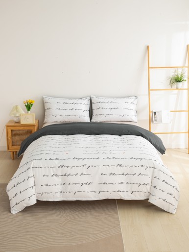 Letter Graphic Bedding Set Without Filler