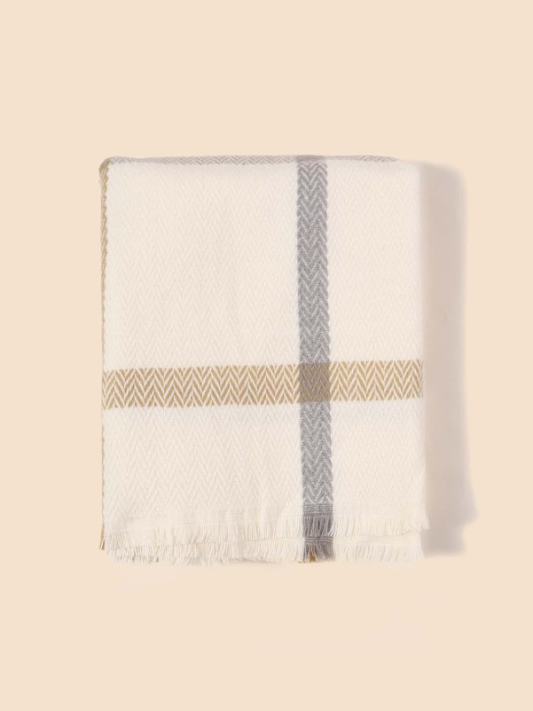 Raw Hem Plaid Scarf